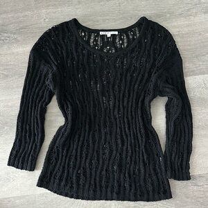 Cleo Black Knit Sweater see through Crochet